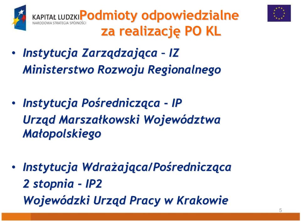 - IP Urząd d Marszałkowski Województwa Małopolskiego Instytucja WdraŜaj