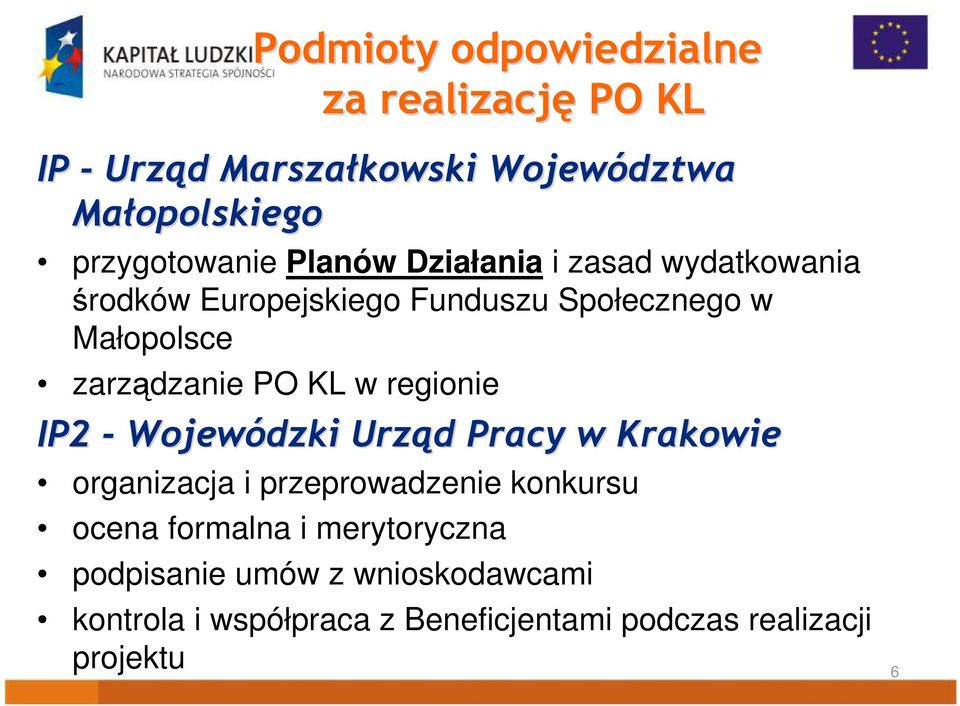 w regionie IP2 - Wojewódzki Urząd d Pracy w Krakowie organizacja i przeprowadzenie konkursu ocena formalna i