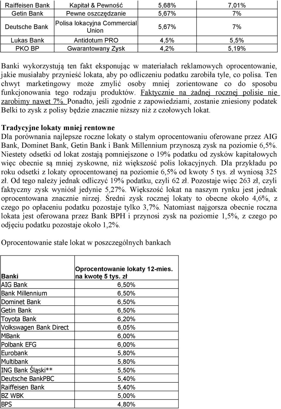 Ten chwyt marketingowy może zmylić osoby mniej zorientowane co do sposobu funkcjonowania tego rodzaju produktów. Faktycznie na żadnej rocznej polisie nie zarobimy nawet 7%.