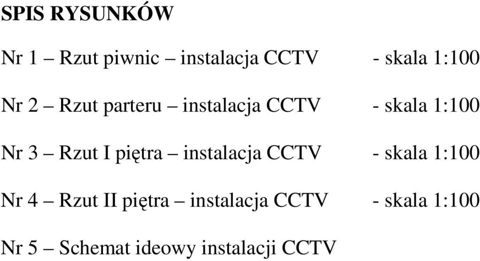 piętra instalacja CCTV - skala 1:100 Nr 4 Rzut II piętra