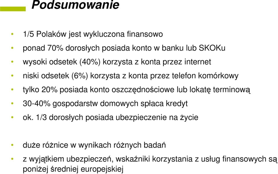 oszczędnościowe lub lokatę terminową 30-40% gospodarstw domowych spłaca kredyt ok.