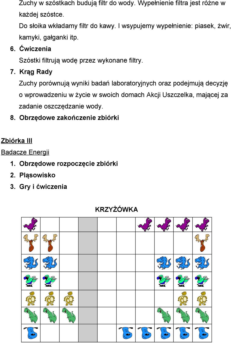 Krąg Rady Zuchy porównują wyniki badań laboratoryjnych oraz podejmują decyzję o wprowadzeniu w życie w swoich domach Akcji