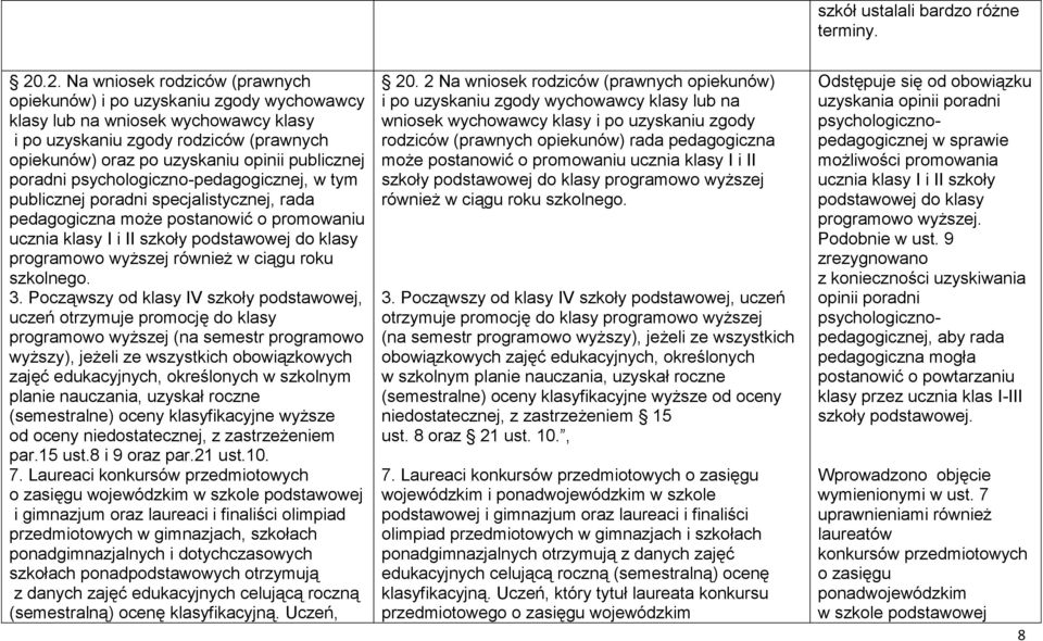 publicznej poradni psychologiczno-pedagogicznej, w tym publicznej poradni specjalistycznej, rada pedagogiczna może postanowić o promowaniu ucznia klasy I i II szkoły podstawowej do klasy programowo