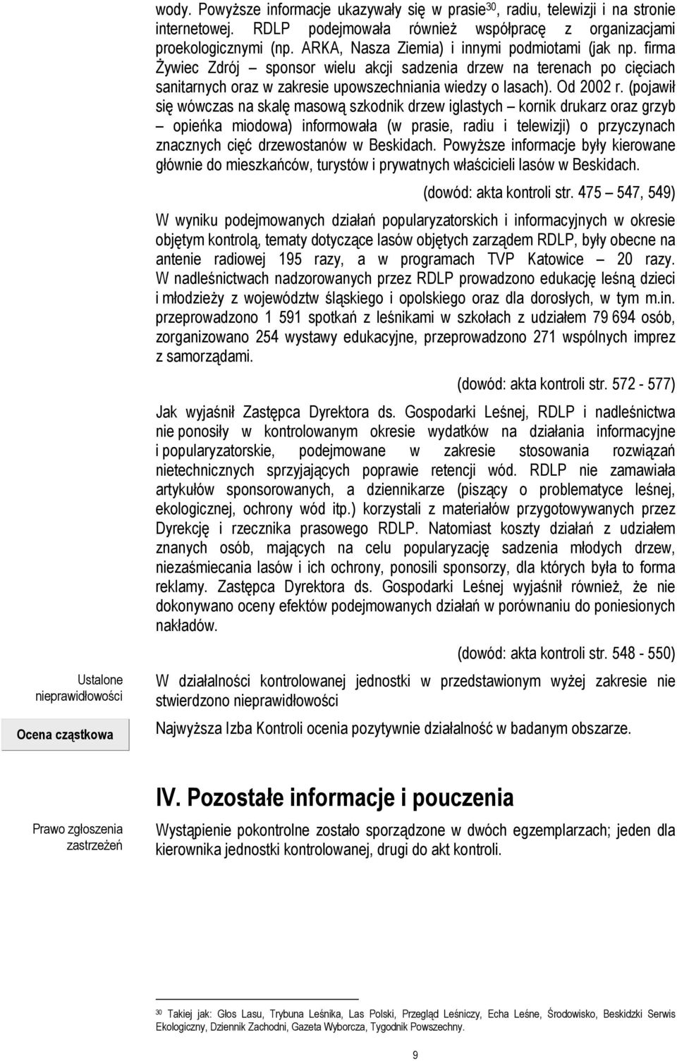 firma Żywiec Zdrój sponsor wielu akcji sadzenia drzew na terenach po cięciach sanitarnych oraz w zakresie upowszechniania wiedzy o lasach). Od 2002 r.