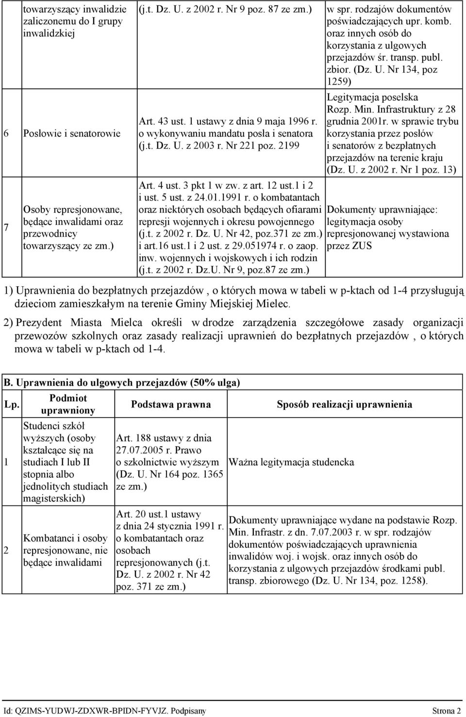 01.1991 r. o kombatantach oraz niektórych osobach będących ofiarami represji wojennych i okresu powojennego (j.t. z 2002 r. Dz. U. Nr 42, poz.371 ze zm.) i art.16 ust.1 i 2 ust. z 29.051974 r. o zaop.