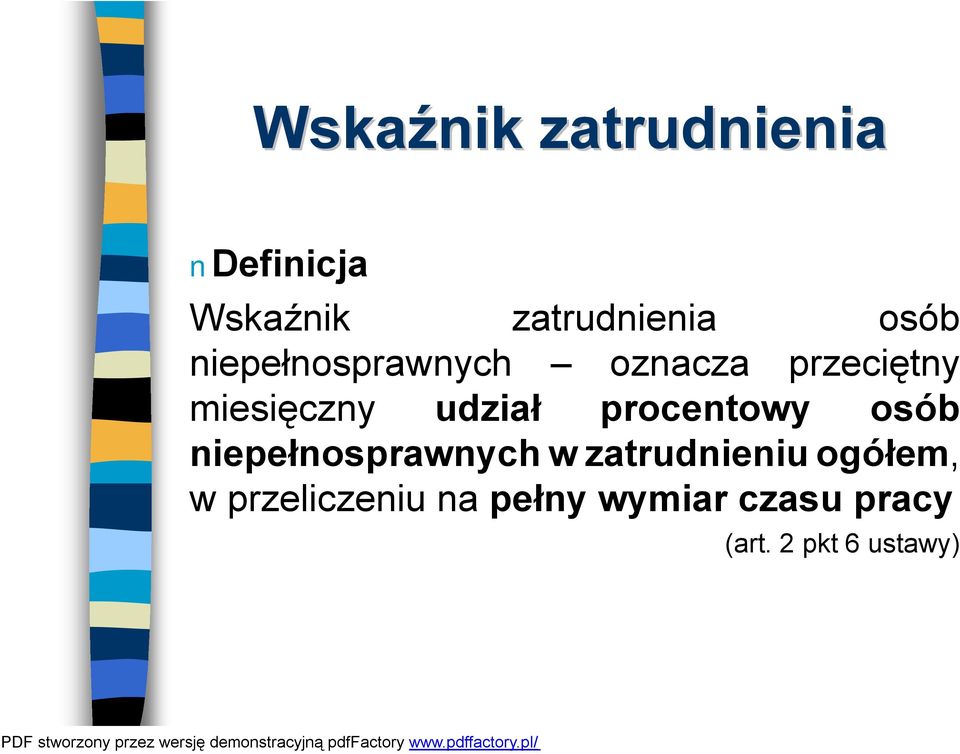 procentowy osób niepełnosprawnych w zatrudnieniu ogółem, w