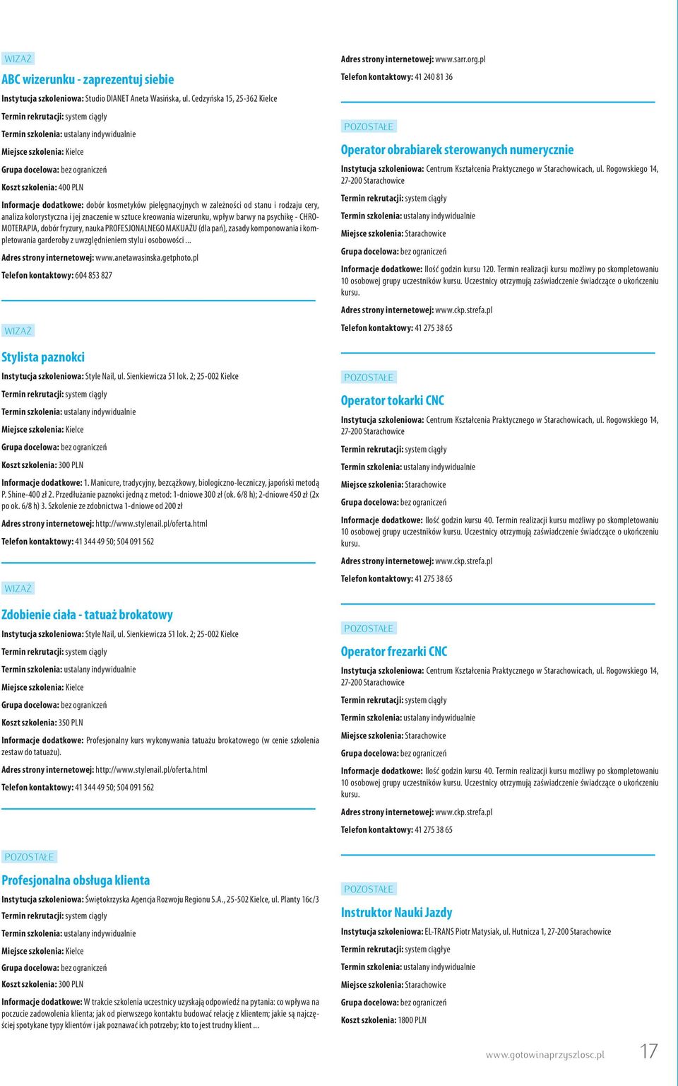 wizerunku, wpływ barwy na psychikę - CHRO- MOTERAPIA, dobór fryzury, nauka PROFESJONALNEGO MAKIJAŻU (dla pań), zasady komponowania i kompletowania garderoby z uwzględnieniem stylu i osobowości.