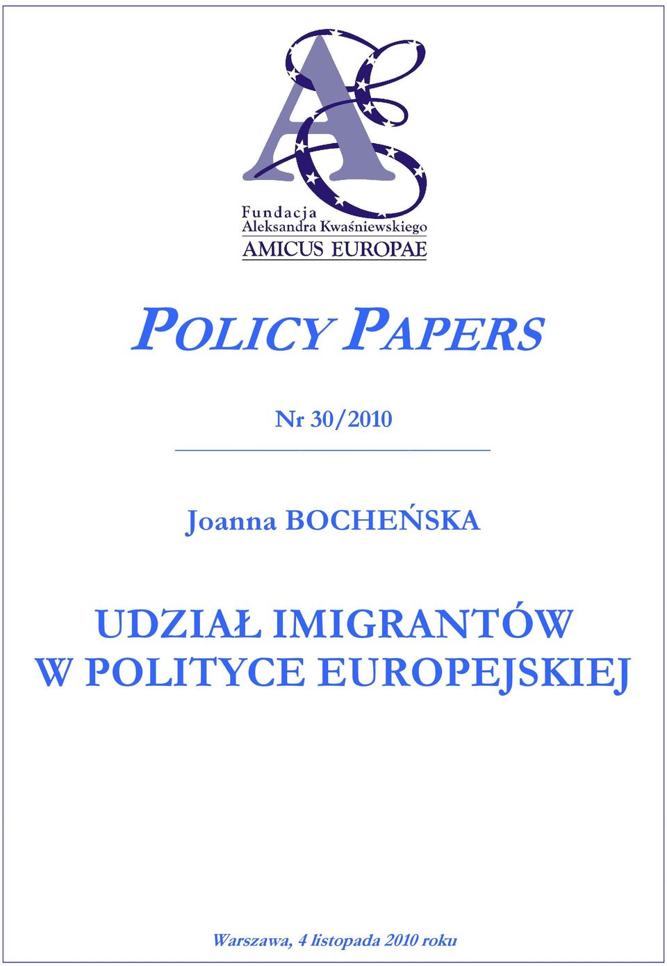 IMIGRANTÓW W POLITYCE