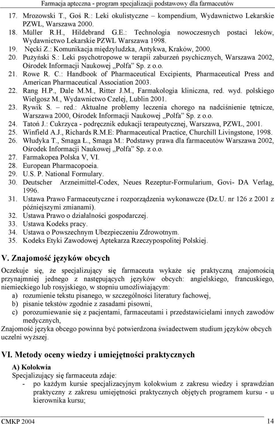 : Leki psychotropowe w terapii zaburzeń psychicznych, Warszawa 2002, Ośrodek Informacji Naukowej Polfa Sp. z o.o. 21. Rowe R. C.