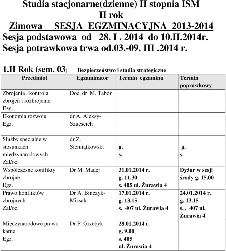 Aleksy- Szucscich Służby specjalne w stosunkach Współczesne konflikty zbrojne Prawo konfliktów zbrojnych Międzynarodowe prawo karne dr Z. Siemiątkowski Dr M. Madej 31.01.