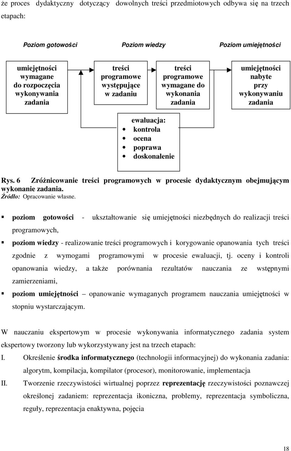 6 ZróŜnicowanie treści programowych w procesie dydaktycznym obejmującym wykonanie zadania. Źródło: Opracowanie własne.