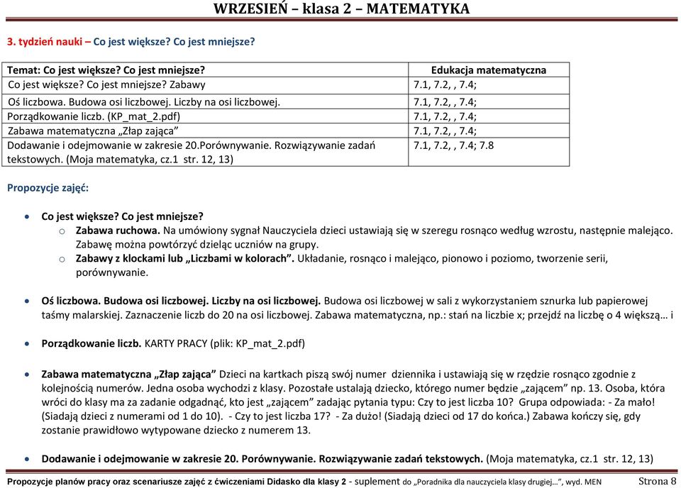 Porównywanie. Rozwiązywanie zadań 7.1, 7.2,, 7.4; 7.8 tekstowych. (Moja matematyka, cz.1 str. 12, 13) Co jest większe? Co jest mniejsze? o Zabawa ruchowa.