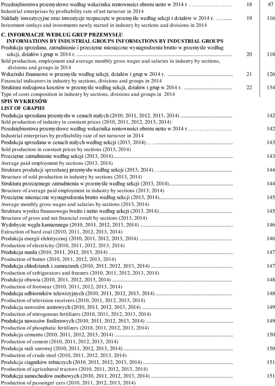 INFORMACJE WEDŁUG GRUP PRZEMYSŁU INFORMATIONS BY INDUSTRIAL GROUPS INFORMATIONS BY INDUSTRIAL GROUPS Produkcja sprzedana, zatrudnienie i przeciętne miesięczne wynagrodzenia brutto w przemyśle według