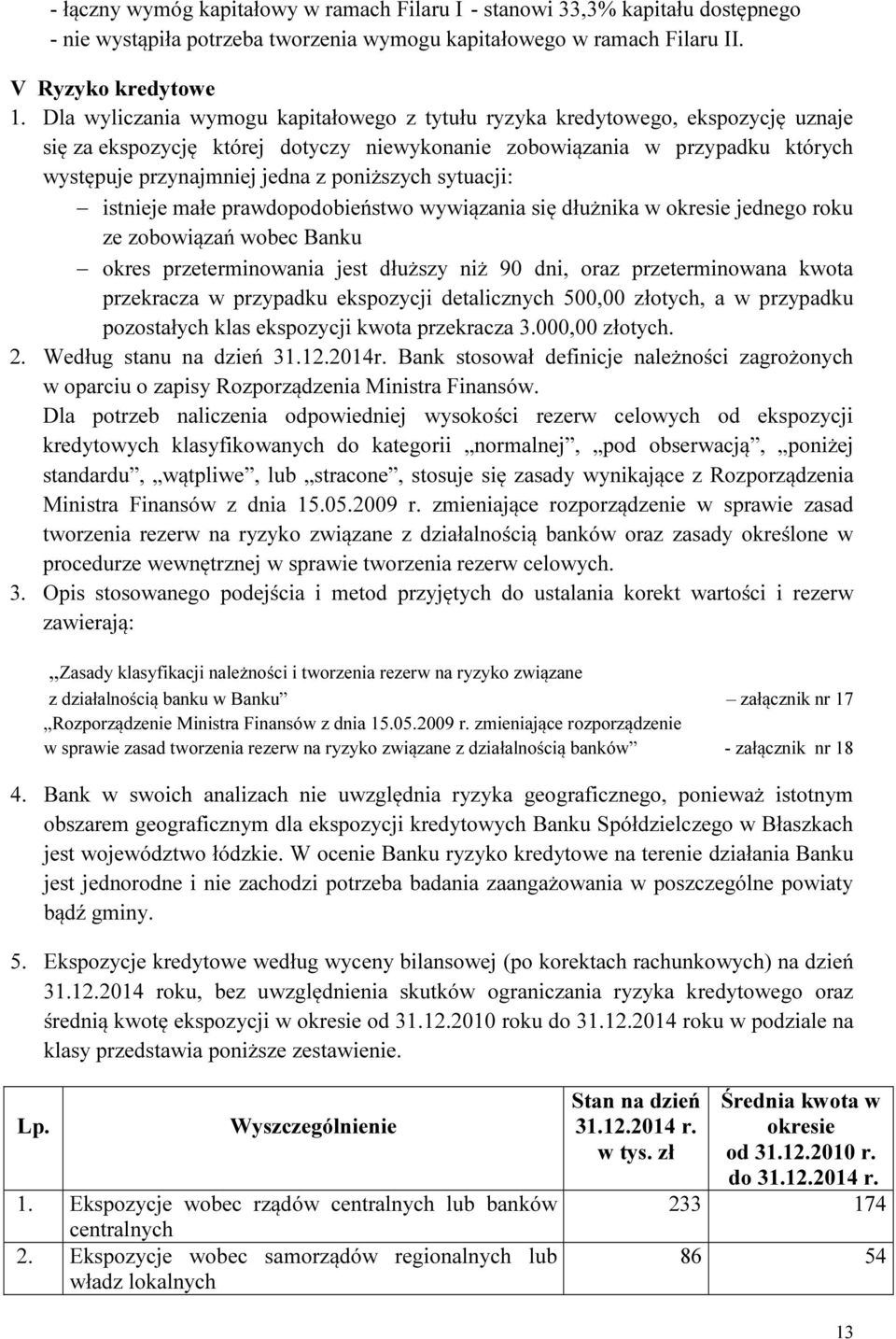 poniższych sytuacji: istnieje małe prawdopodobieństwo wywiązania się dłużnika w okresie jednego roku ze zobowiązań wobec Banku okres przeterminowania jest dłuższy niż 9 dni, oraz przeterminowana