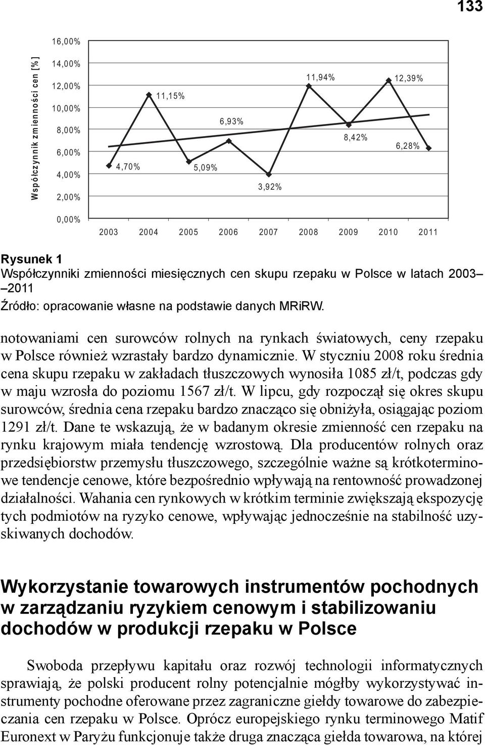 notowaniami cen surowców rolnych na rynkach światowych, ceny rzepaku w Polsce również wzrastały bardzo dynamicznie.