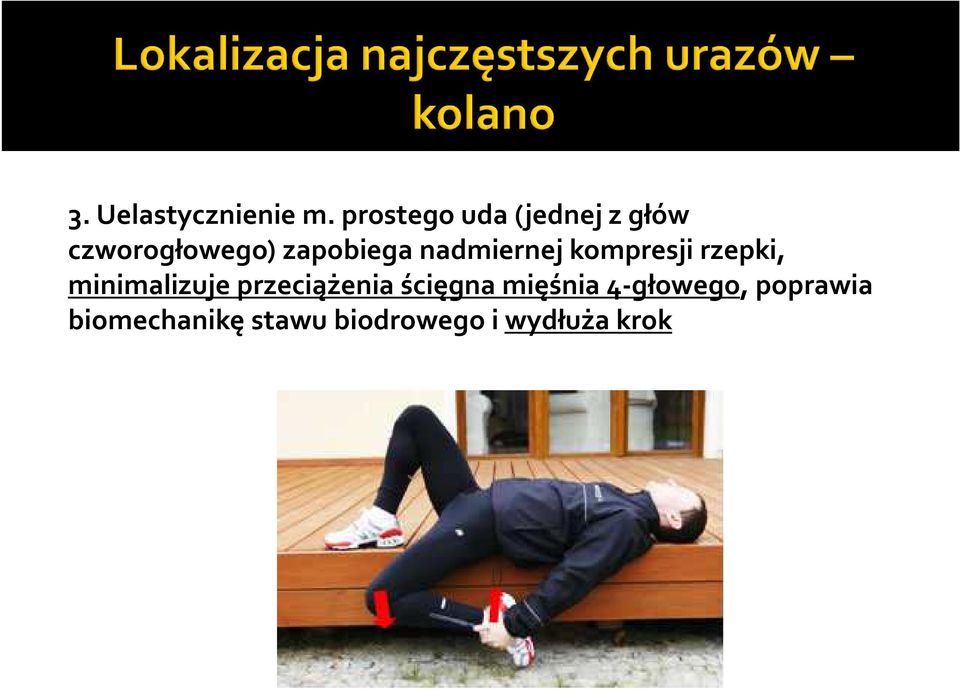 nadmiernej kompresji rzepki, minimalizuje