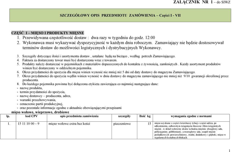 Szczegóły dotyczące ilości i asortymentu dostaw, ustalane będą na bieżąco, według potrzeb Zamawiającego. 4. Faktura za dostarczony towar musi być dostarczona wraz z towarem. 5.