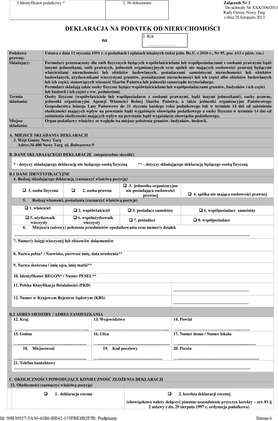 NIERUCHOMOŚCI na 2. Rok.. Ustawa z dnia 12 stycznia 1991 r. o podatkach i opłatach lokalnych (tekst jedn. Dz.U. z 2010 r., Nr 95, poz. 613 z późn. zm.