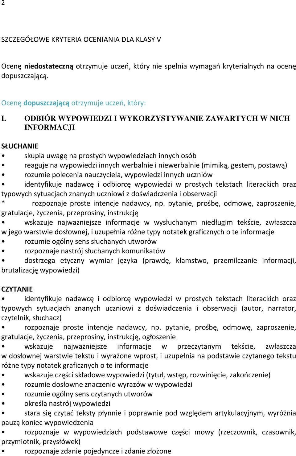postawą) rozumie polecenia nauczyciela, wypowiedzi innych uczniów identyfikuje nadawcę i odbiorcę wypowiedzi w prostych tekstach literackich oraz typowych sytuacjach znanych uczniowi z doświadczenia