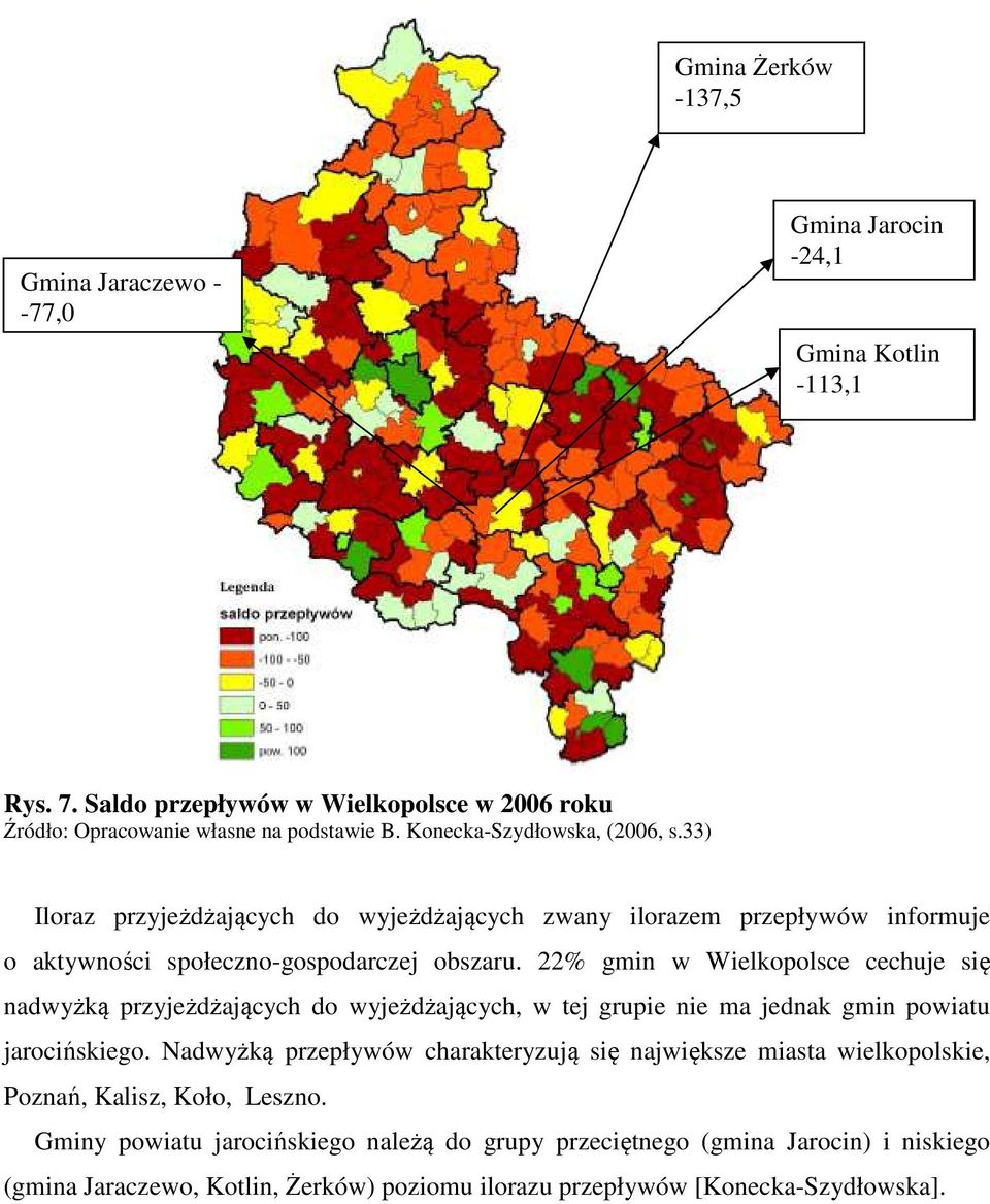 22% gmin w Wielkopolsce cechuje się nadwyżką przyjeżdżających do wyjeżdżających, w tej grupie nie ma jednak gmin powiatu jarocińskiego.