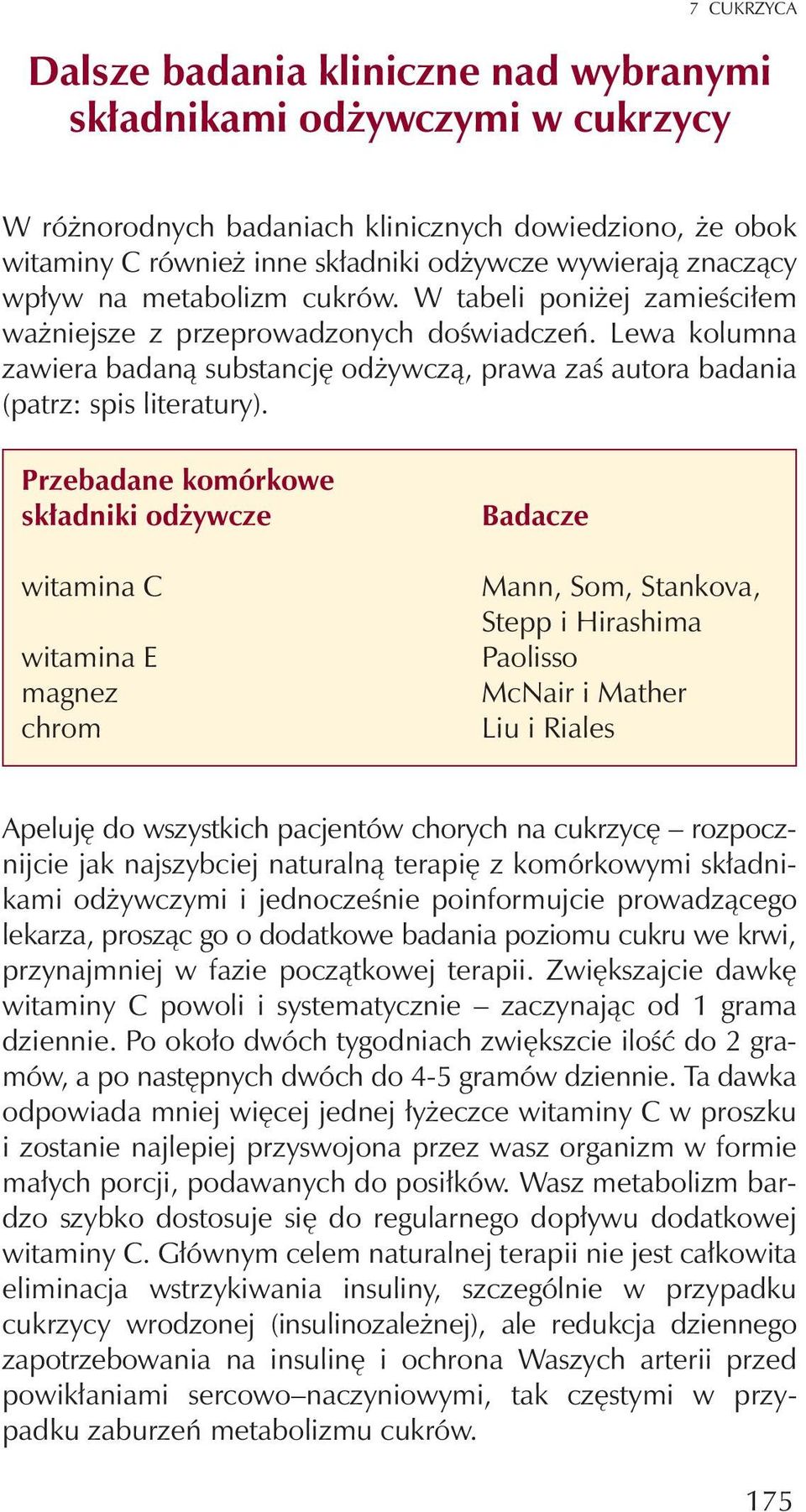 Lewa kolumna zawiera badan¹ substancjê od ywcz¹, prawa zaœ autora badania (patrz: spis literatury).