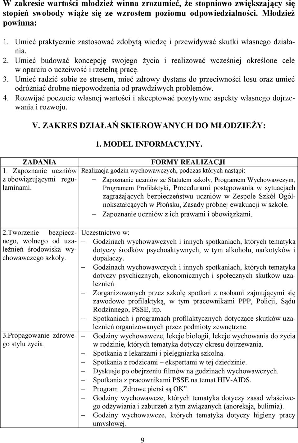 Umieć budować koncepcję swojego życia i realizować wcześniej określone cele w oparciu o uczciwość i rzetelną pracę.