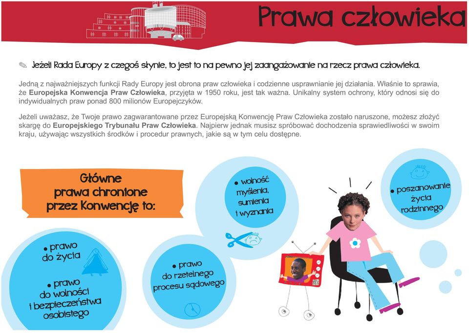 Właśnie to sprawia, że Europejska Konwencja Praw Człowieka, przyjęta w 1950 roku, jest tak ważna. Unikalny system ochrony, który odnosi się do indywidualnych praw ponad 800 milionów Europejczyków.