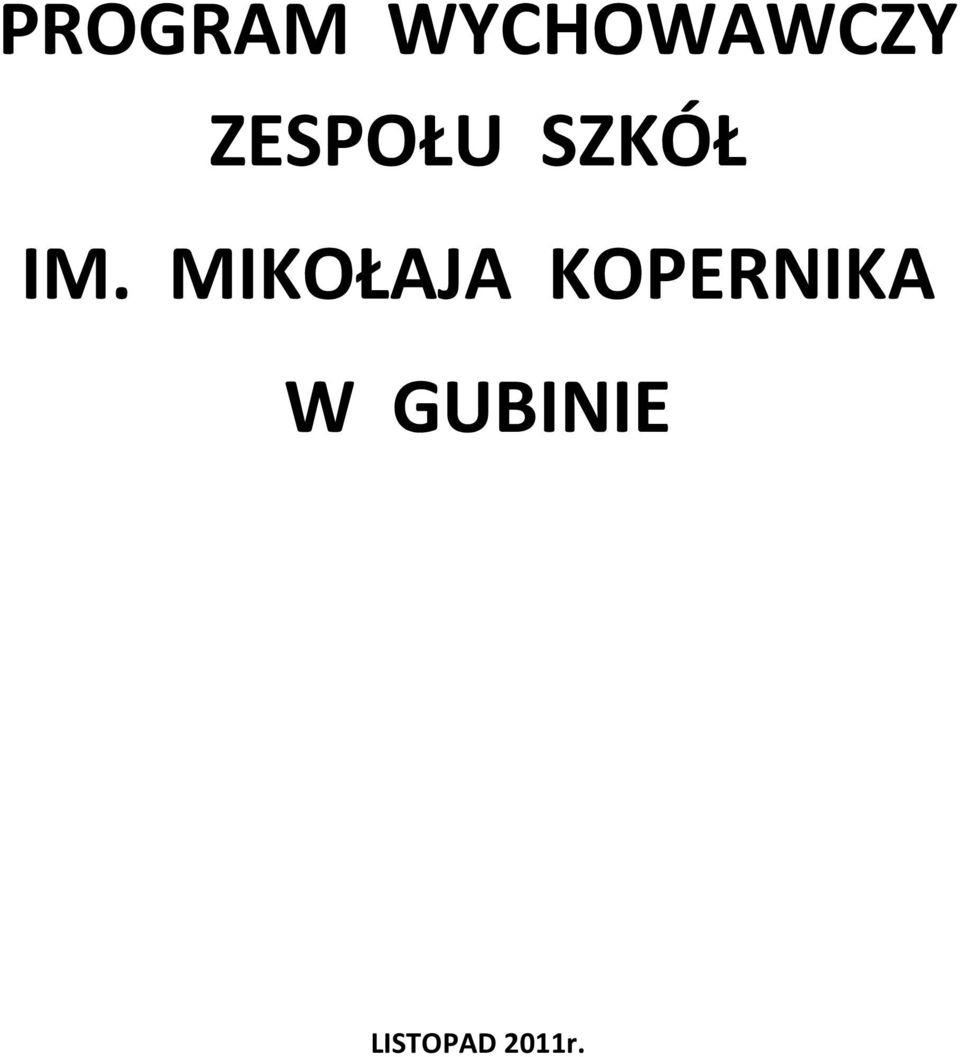 MIKOŁAJA KOPERNIKA W