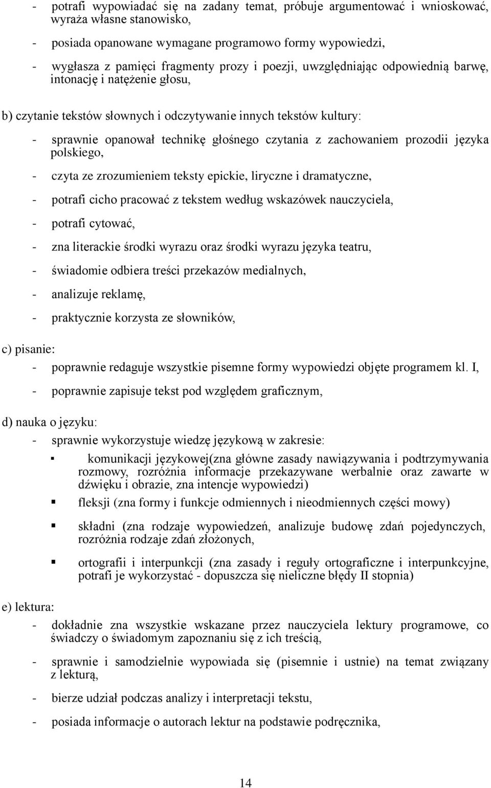 prozodii języka polskiego, - czyta ze zrozumieniem teksty epickie, liryczne i dramatyczne, - potrafi cicho pracować z tekstem według wskazówek nauczyciela, - potrafi cytować, - zna literackie środki