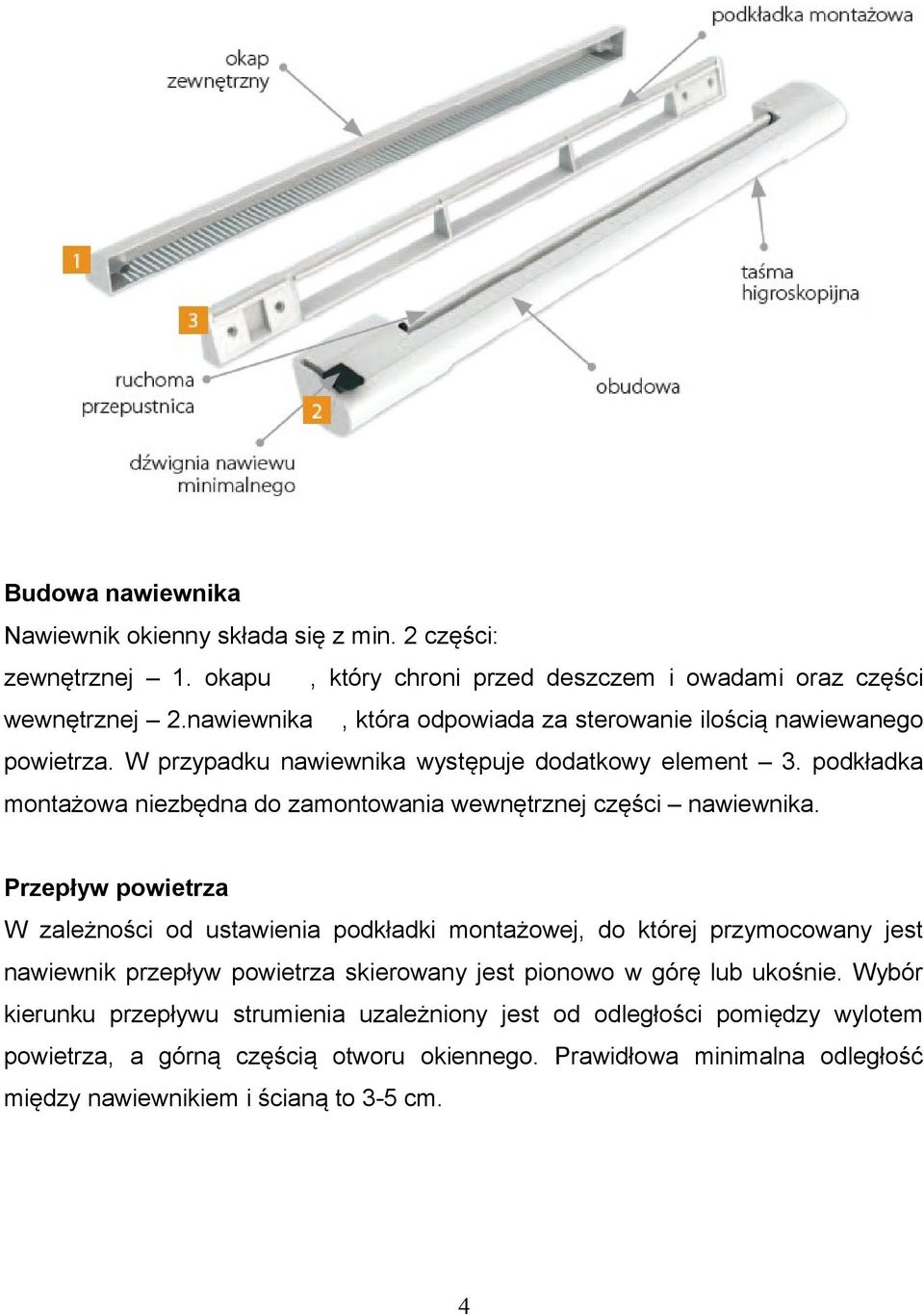 podkładka montażowa niezbędna do zamontowania wewnętrznej części nawiewnika.