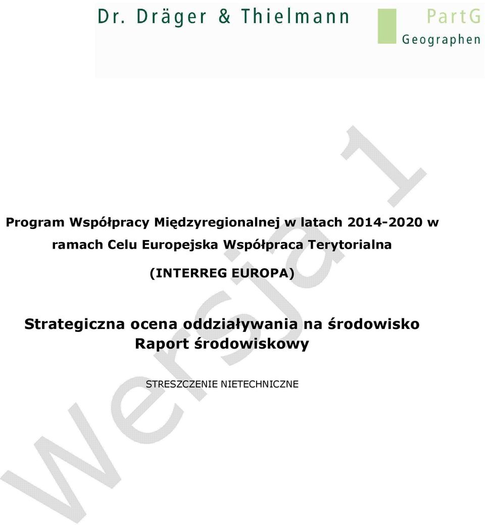 Terytorialna (INTERREG EUROPA) Strategiczna ocena