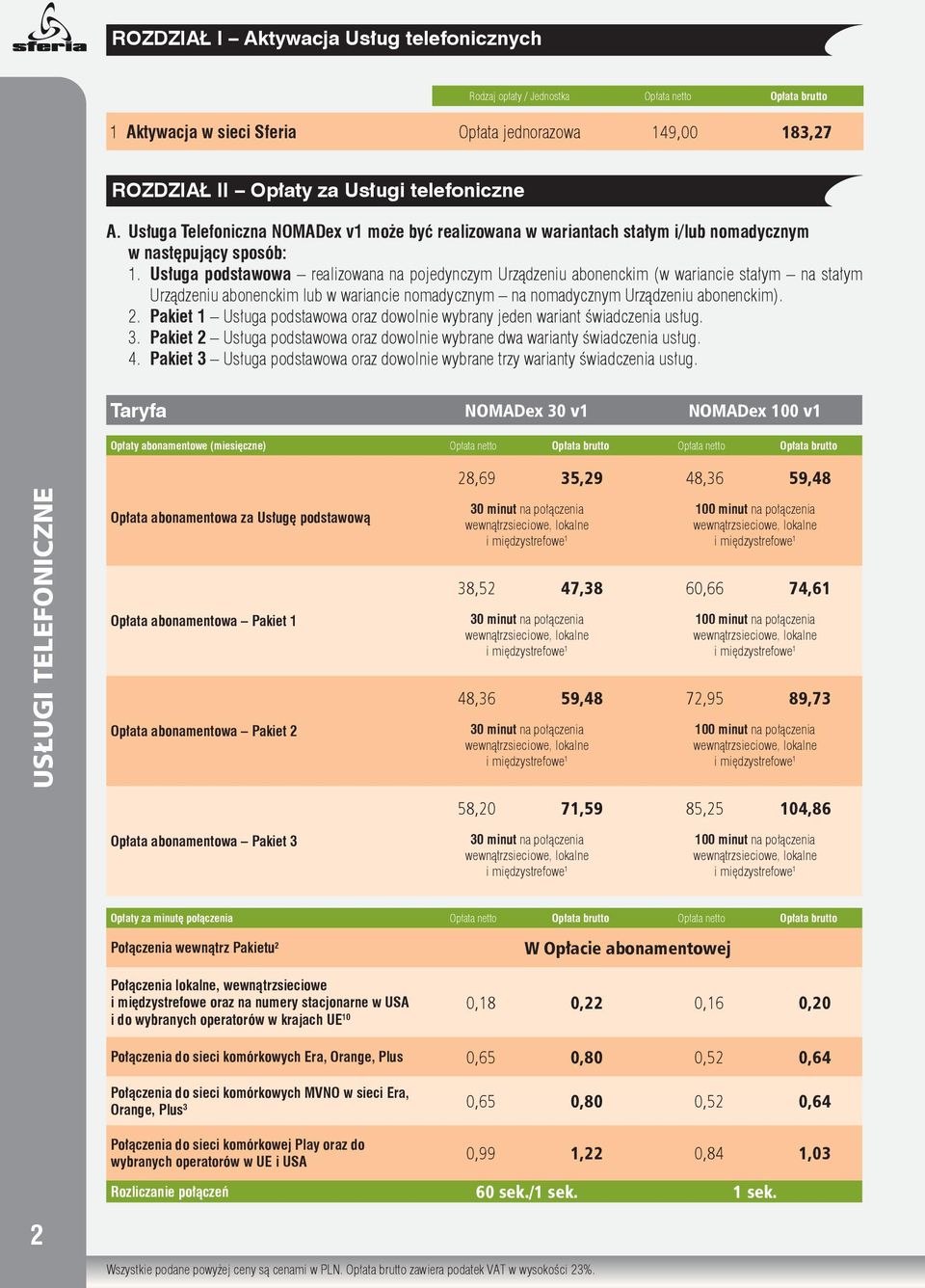 Usługa podstawowa realizowana na pojedynczym Urządzeniu abonenckim (w wariancie stałym na stałym Urządzeniu abonenckim lub w wariancie nomadycznym na nomadycznym Urządzeniu abonenckim). 2.