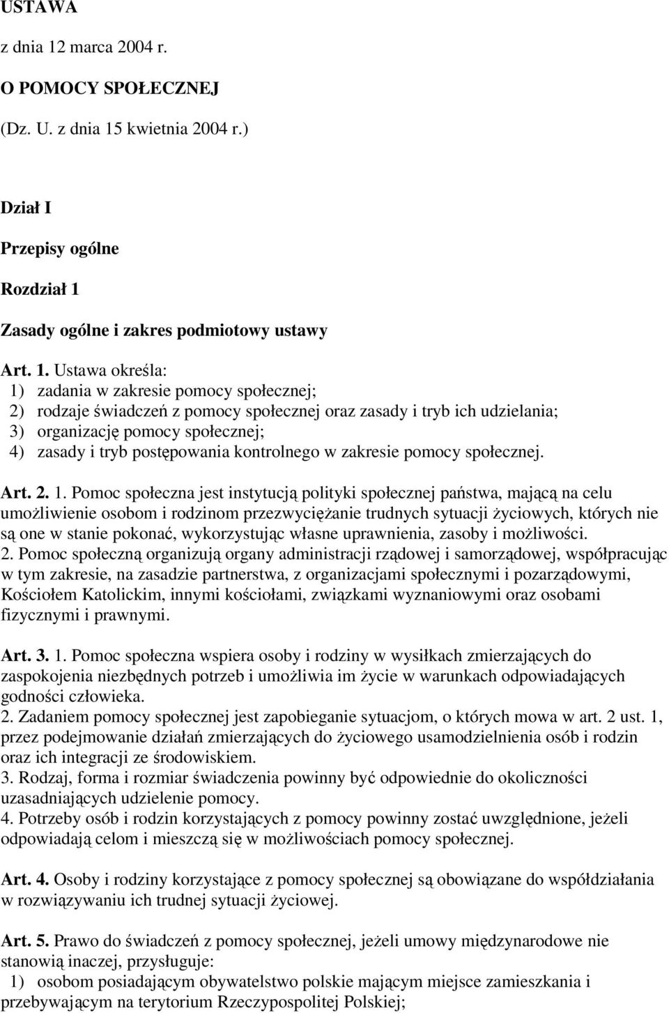 kwietnia 2004 r.) Dział I Przepisy ogólne Rozdział 1 