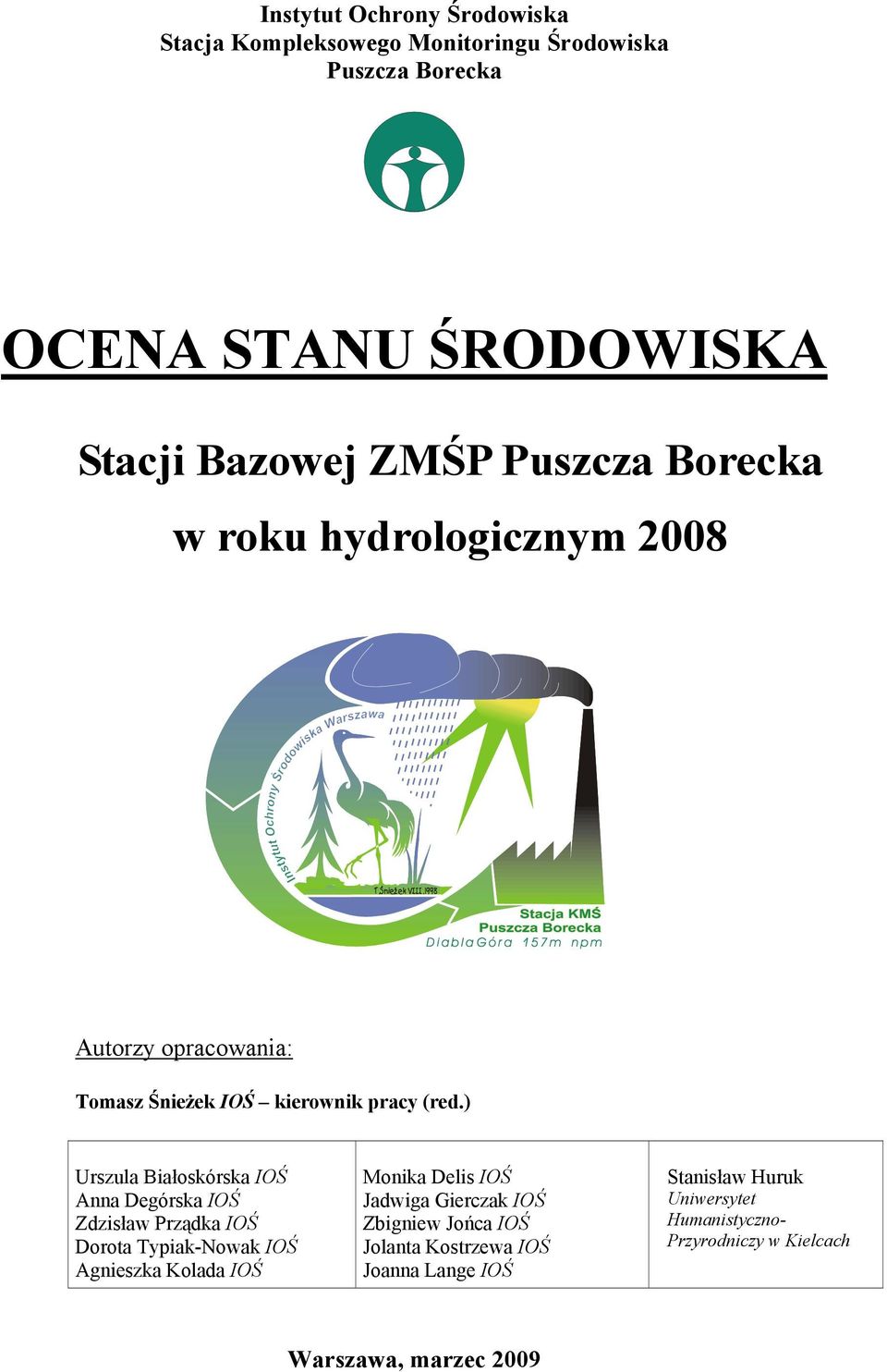 ) Urszula Białoskórska IOŚ Anna Degórska IOŚ Zdzisław Prządka IOŚ Dorota Typiak-Nowak IOŚ Agnieszka Kolada IOŚ Monika Delis IOŚ