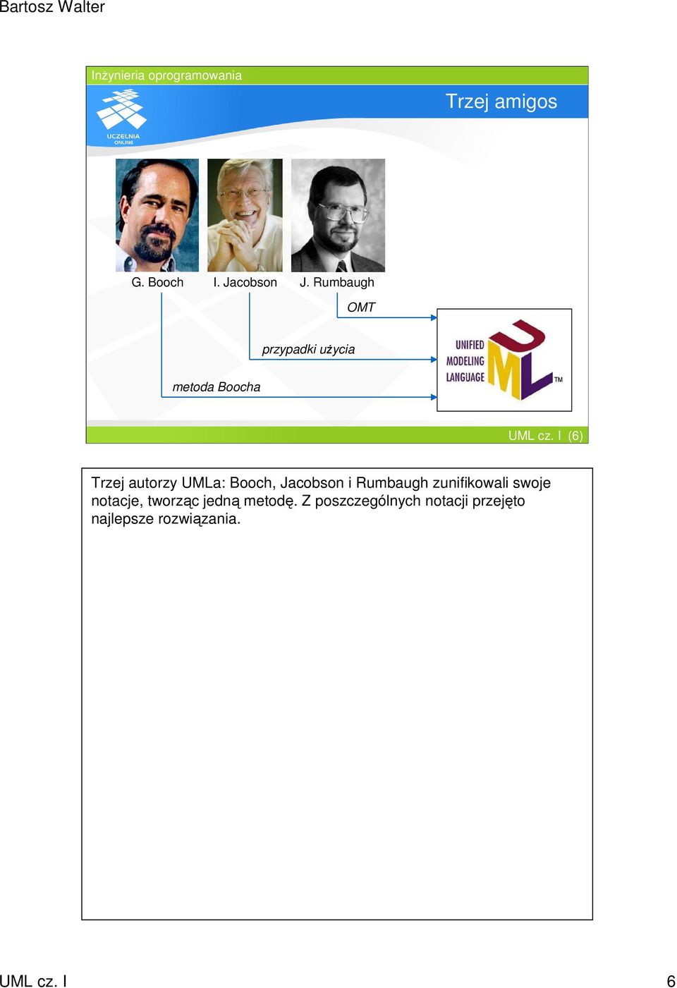 I (6) Trzej autorzy UMLa: Booch, Jacobson i Rumbaugh