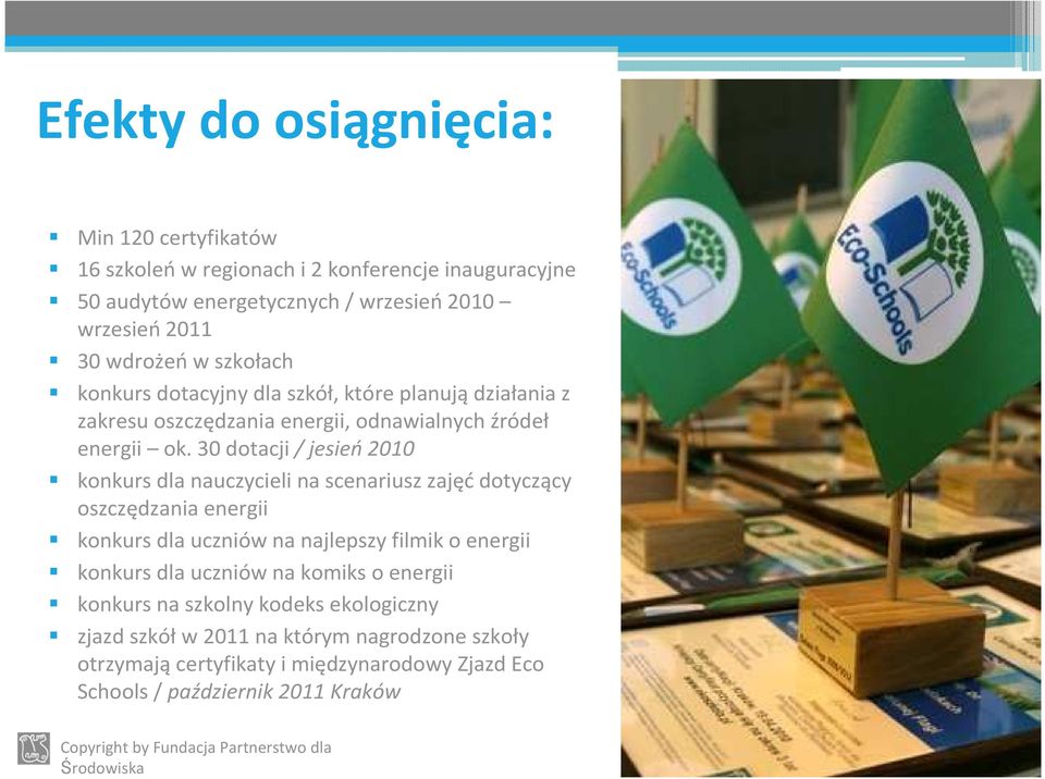 30 dotacji / jesień2010 konkurs dla nauczycieli na scenariusz zajęćdotyczący oszczędzania energii konkurs dla uczniów na najlepszy filmik o energii konkurs dla