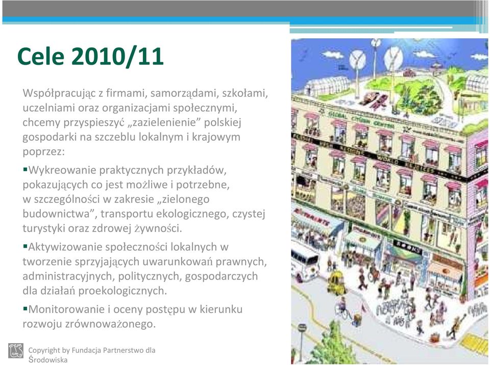 zakresie zielonego budownictwa, transportu ekologicznego, czystej turystyki oraz zdrowej żywności.