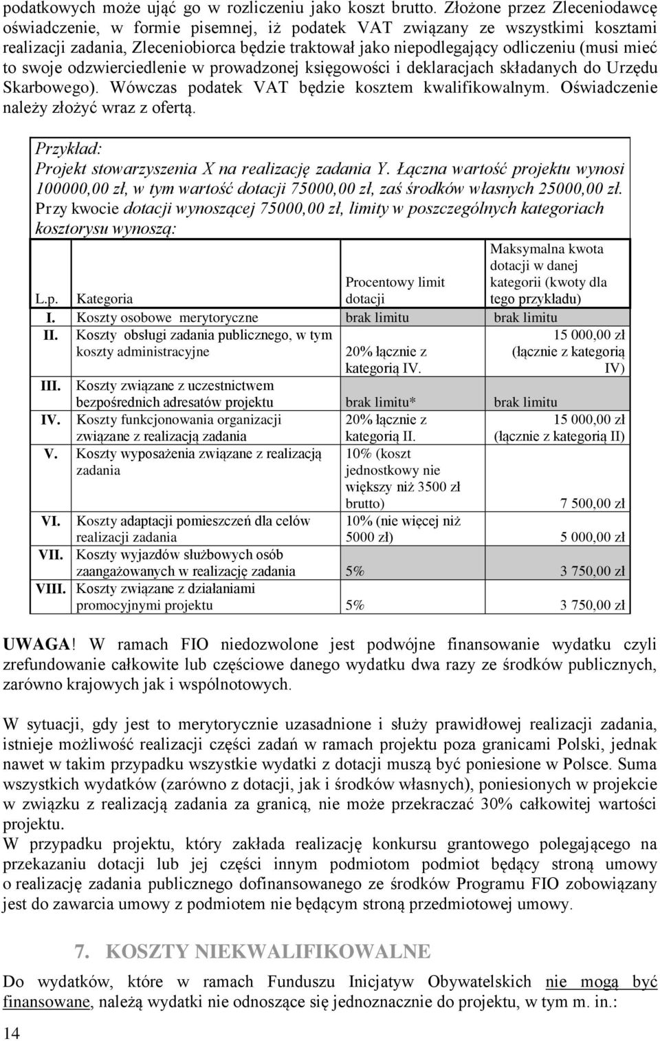 mieć to swoje odzwierciedlenie w prowadzonej księgowości i deklaracjach składanych do Urzędu Skarbowego). Wówczas podatek VAT będzie kosztem kwalifikowalnym. Oświadczenie należy złożyć wraz z ofertą.