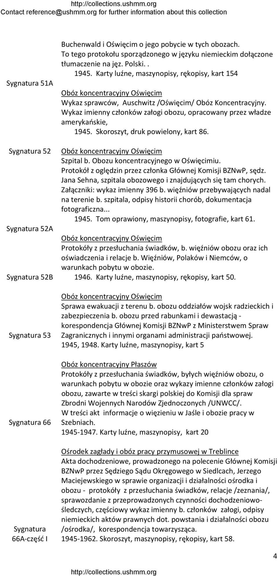 Wykaz imienny członków załogi obozu, opracowany przez władze amerykańskie, 1945. Skoroszyt, druk powielony, kart 86. Szpital b. Obozu koncentracyjnego w Oświęcimiu.