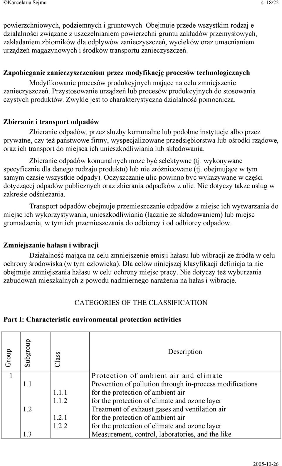 urządzeń magazynowych i środków transportu zanieczyszczeń.