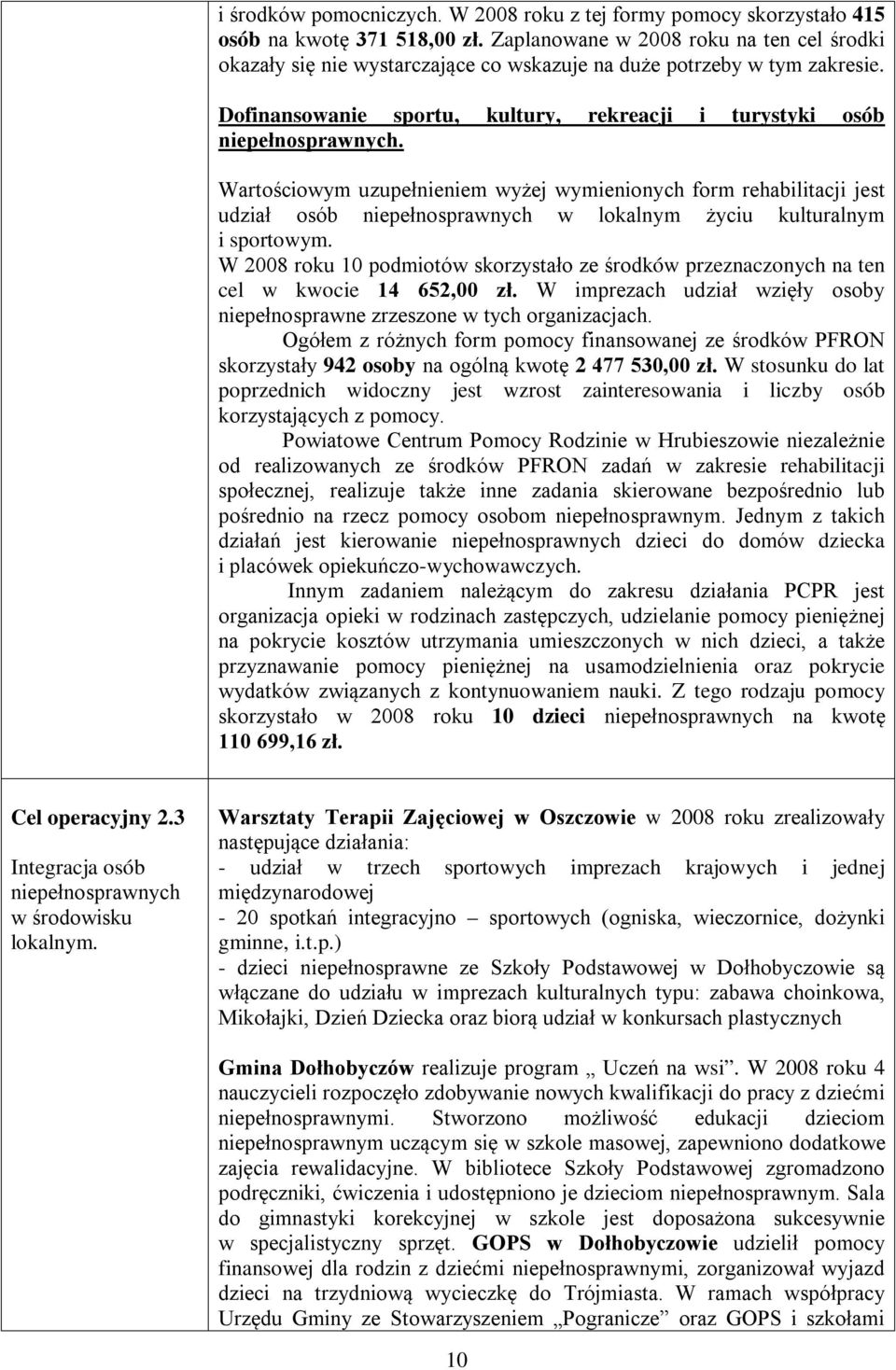Wartościowym uzupełnieniem wyżej wymienionych form rehabilitacji jest udział osób niepełnosprawnych w lokalnym życiu kulturalnym i sportowym.