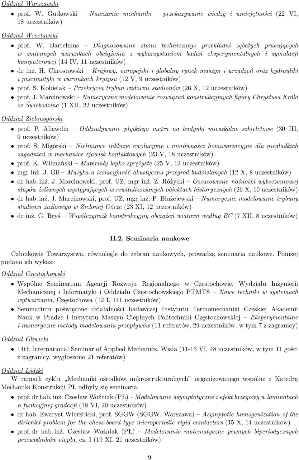 Gutkowski Nauczanie mechaniki przekazywanie wiedzy i umiejętności (22 VI, 18 uczestników) Oddział Wr