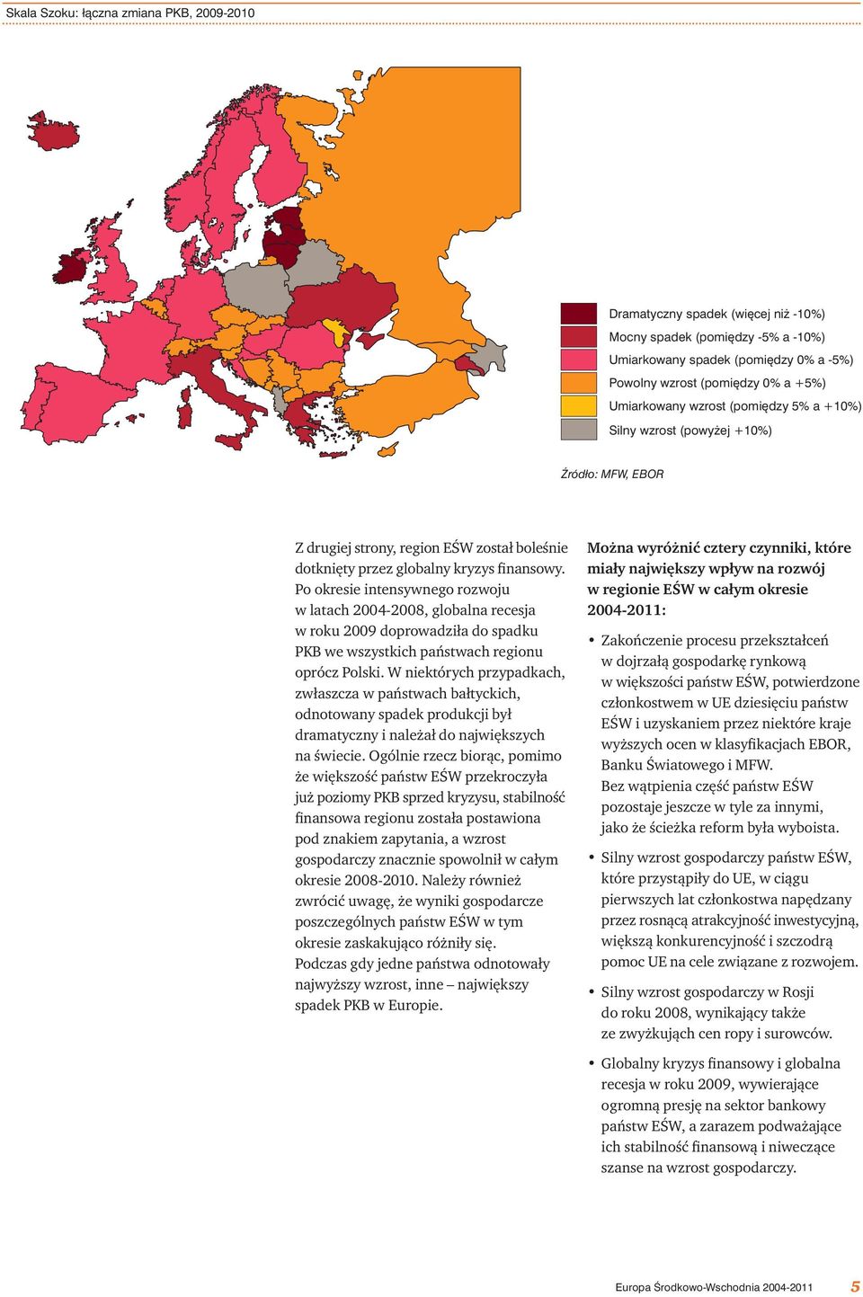 Po okresie intensywnego rozwoju w latach 2004-2008, globalna recesja w roku 2009 doprowadziła do spadku PKB we wszystkich państwach regionu oprócz Polski.