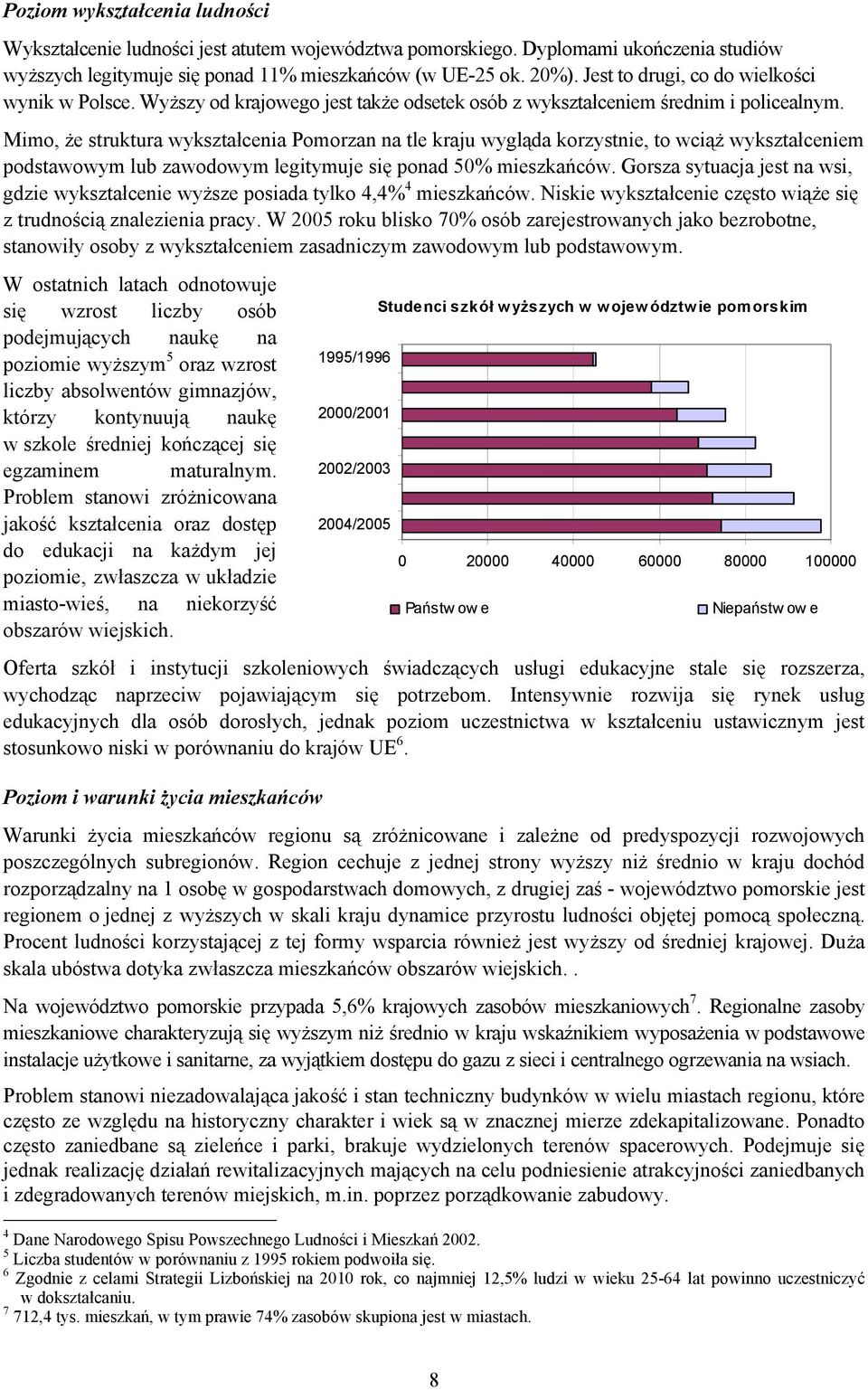 Mimo, że struktura wykształcenia Pomorzan na tle kraju wygląda korzystnie, to wciąż wykształceniem podstawowym lub zawodowym legitymuje się ponad 50% mieszkańców.