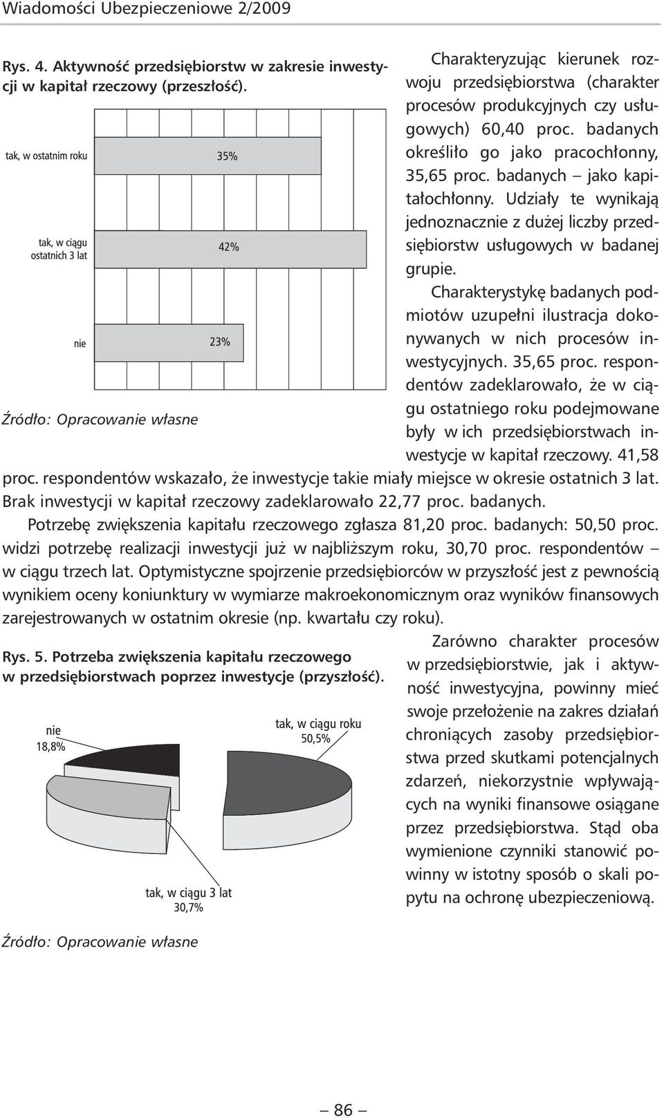 Udziały te wynikają jednoznacznie z dużej liczby przedsiębiorstw usługowych w badanej grupie. Charakterystykę badanych podmiotów uzupełni ilustracja dokonywanych w nich procesów inwestycyjnych.