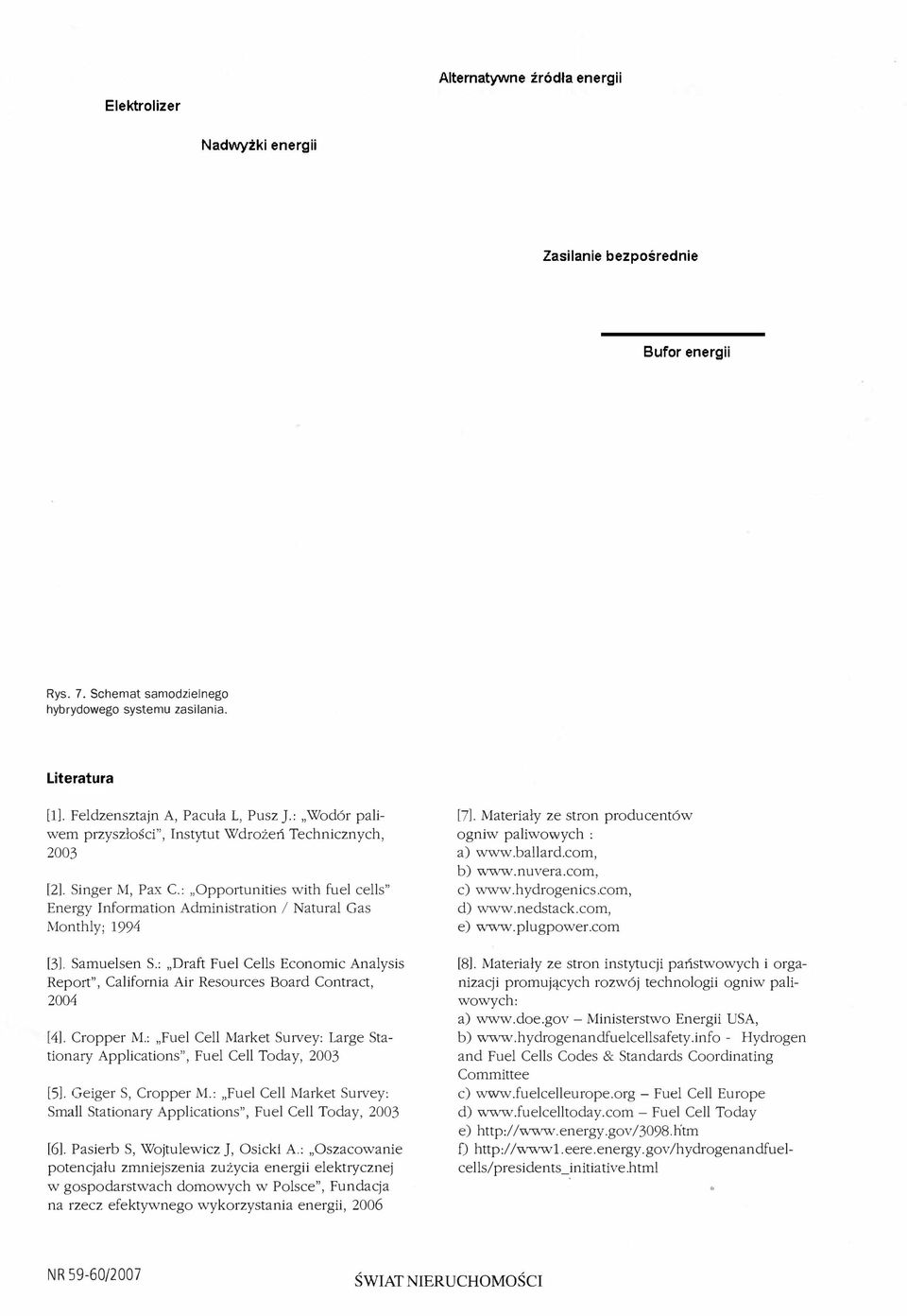 Matriały z stron producntów ogniw paliwowych : a) www.ballard.com. b) www.nuvra.com. c) www.hydrognics.com. d) www.ndstack.com. ) www.plugpowr.com [3]. Samulsn S.