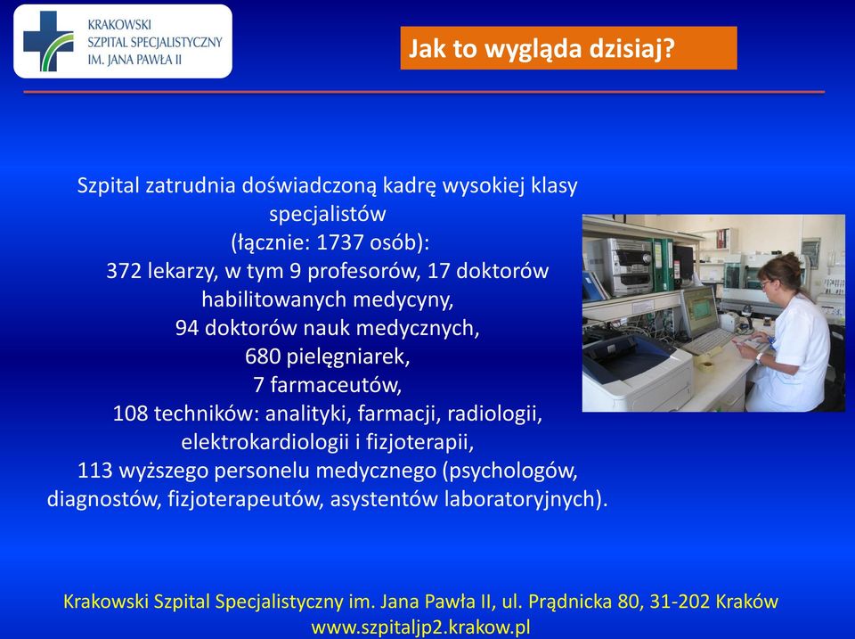 profesorów, 17 doktorów habilitowanych medycyny, 94 doktorów nauk medycznych, 680 pielęgniarek, 7