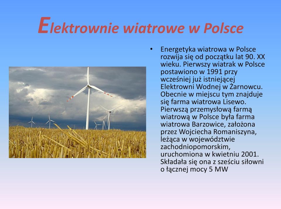 Obecnie w miejscu tym znajduje się farma wiatrowa Lisewo.