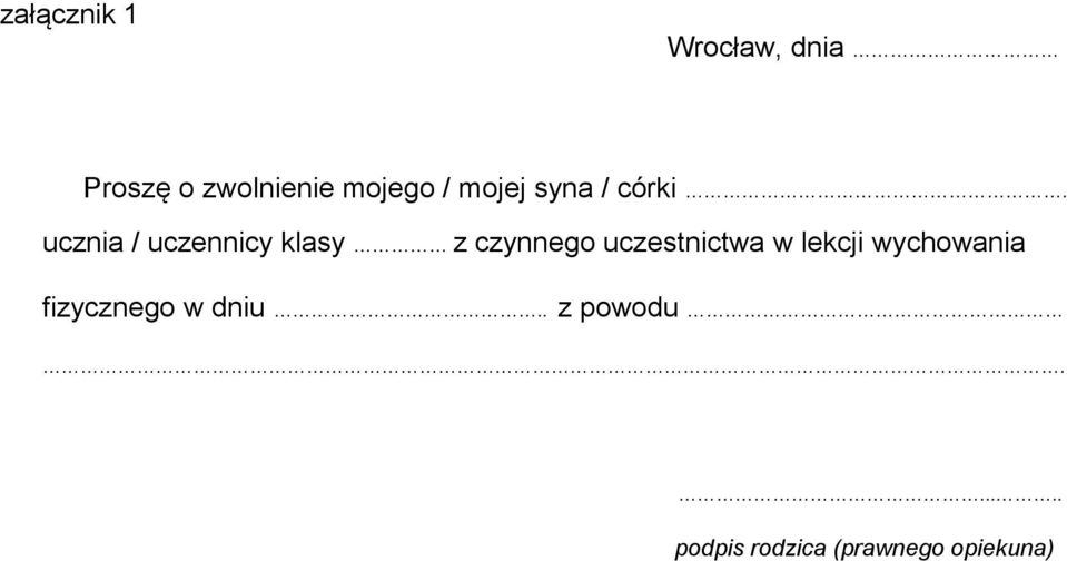 ucznia / uczennicy klasy z czynnego uczestnictwa w