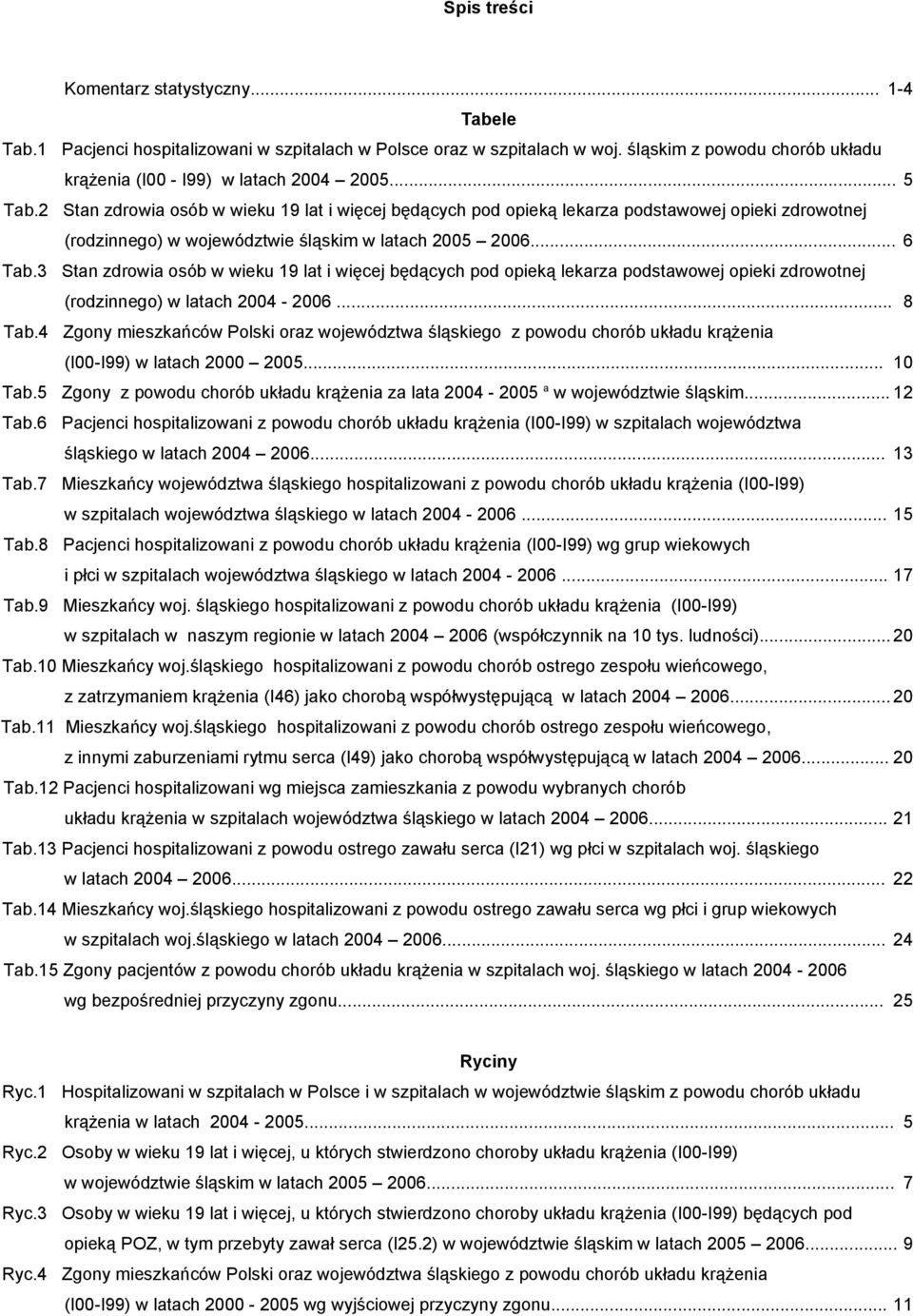 3 Stan zdrowia osób w wieku 19 lat i więcej będących pod opieką lekarza podstawowej opieki zdrowotnej (rodzinnego) w latach 2004-2006... 8 Tab.